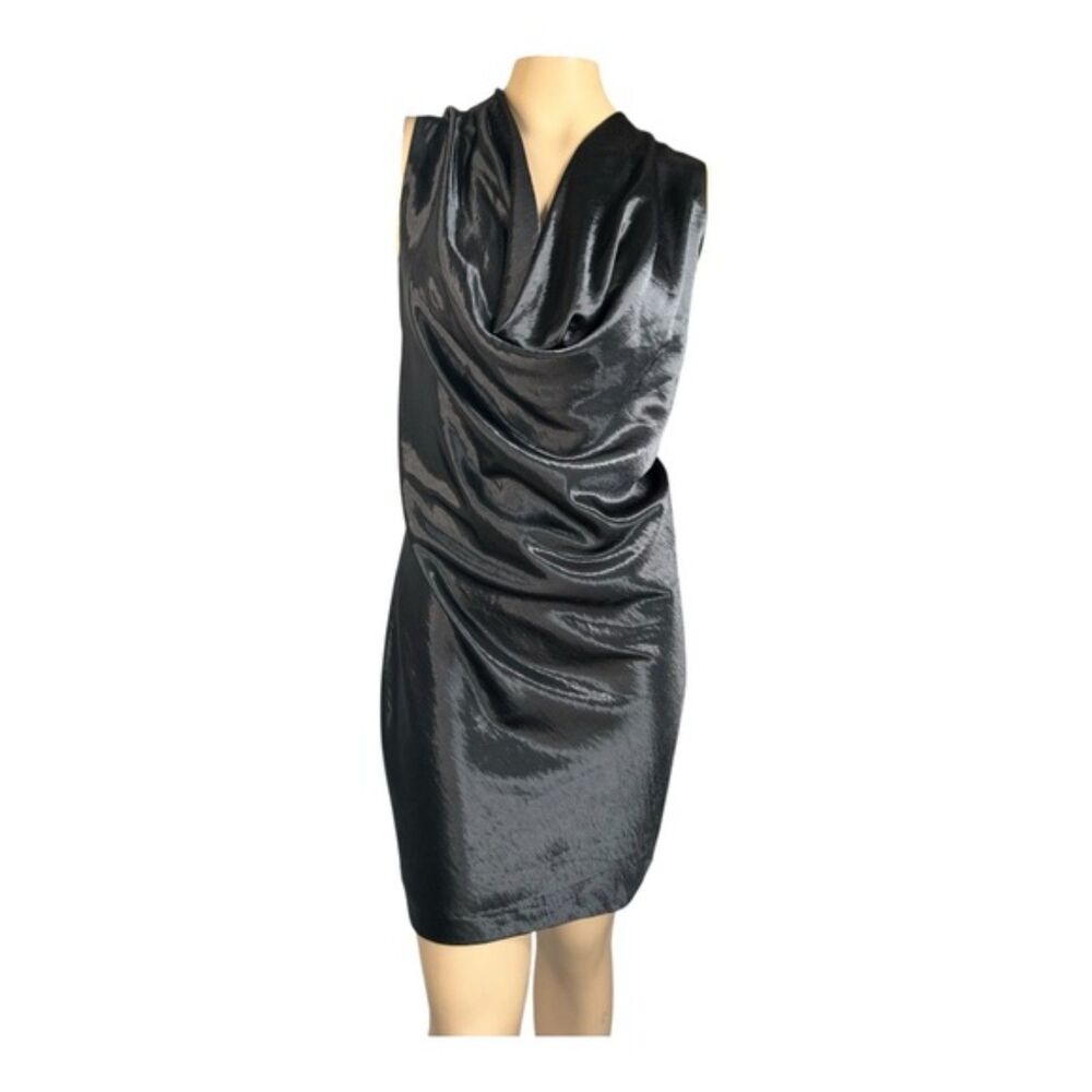 Michael Kors Sleeveless Black Draped Cowl Neck Dress – Size 14